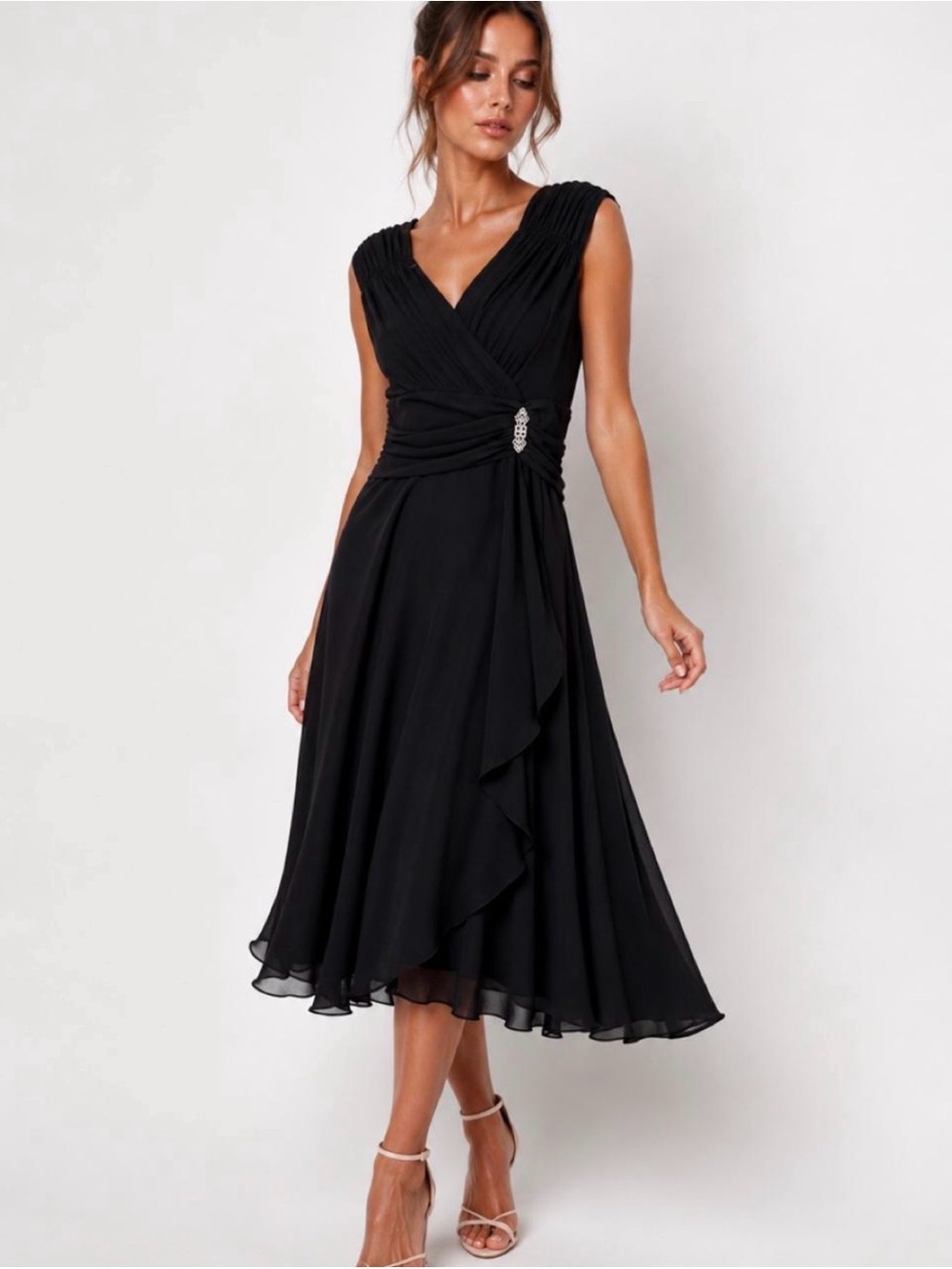 NWT I.N. Studio Black Chiffon Cocktail Dress Size 8